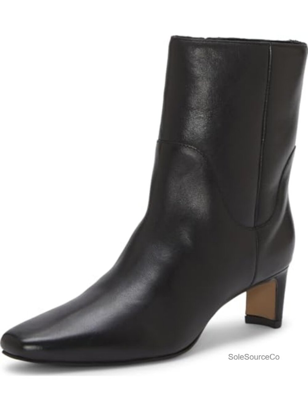Nappa Leather Almond Toe Kitten Heel Ankle Booties
